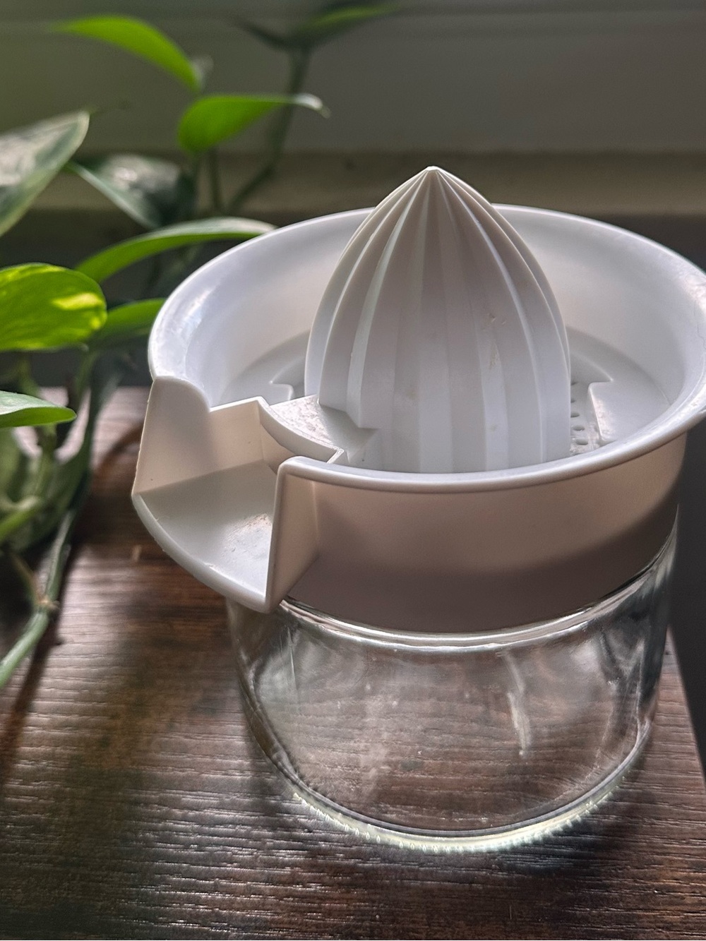 White Manual Citrus Juicer with Glass Juice Jar